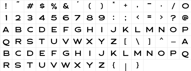 Asterone DEMO Regular  glyph index