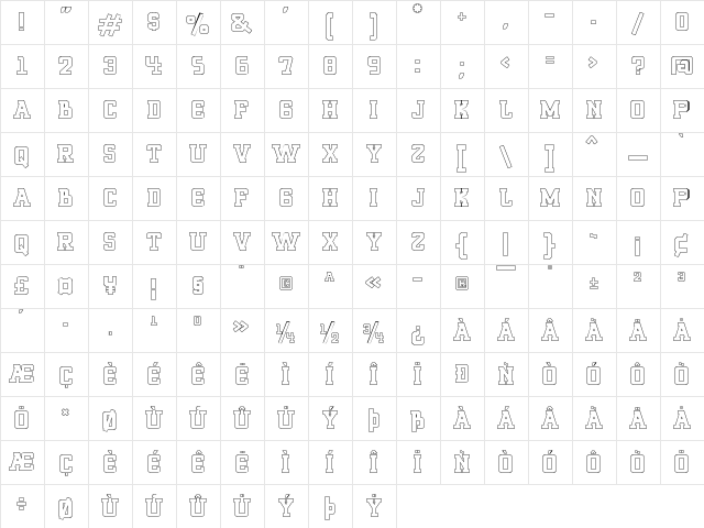 ROQUERO Personal Use Only !! Outline  glyph index