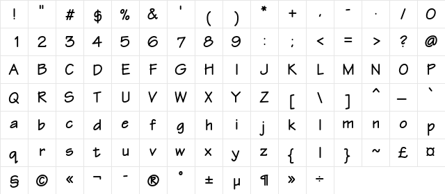 EskizTwo-Bold Regular  glyph index