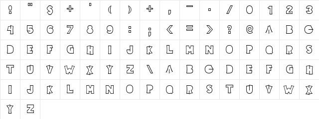 Electric Pickle Regular  glyph index
