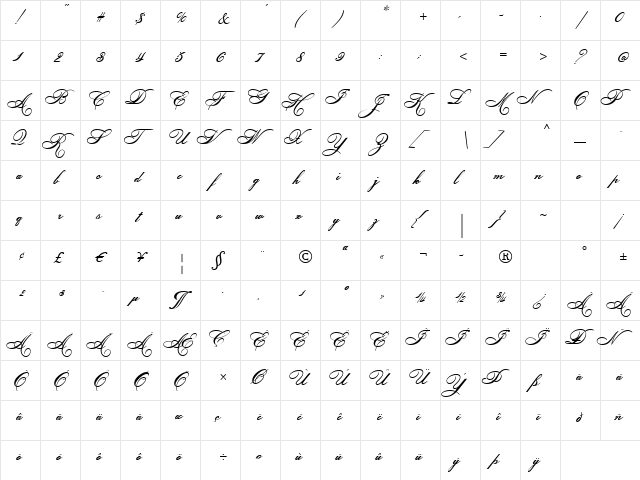 Helinda Rook Regular  glyph index