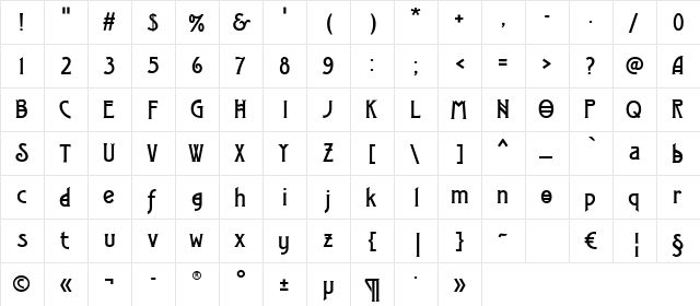 Modernist Two Regular  glyph index