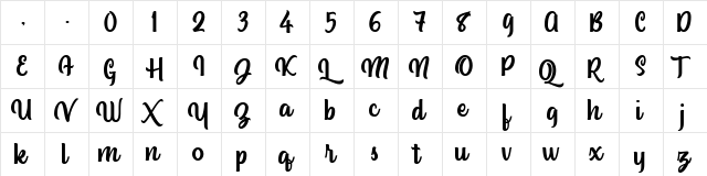 Standley Regular  glyph index