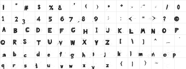 Angry Prego Regular  glyph index