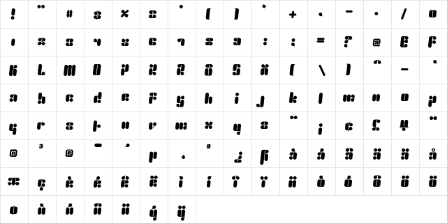 1Proton Regular  glyph index