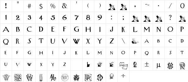 UppWe Regular  glyph index