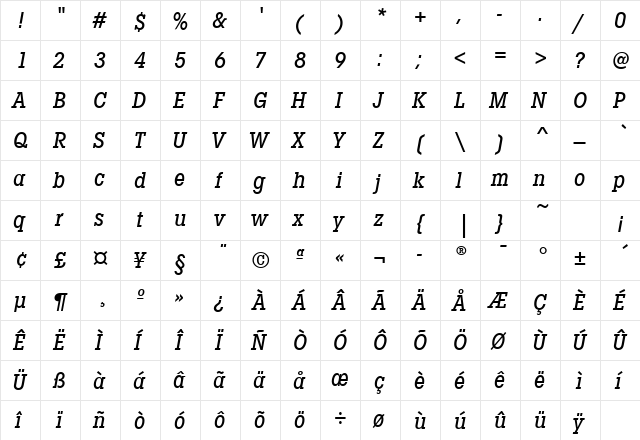 LubalinGraphMdCdITCTT Oblique  glyph index