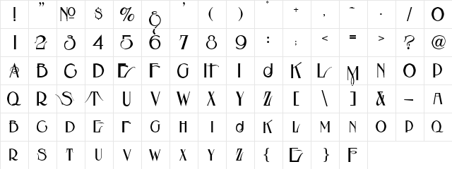 LHF Eccentric French Light  glyph index