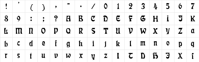 RSRudelsberg Regular  glyph index