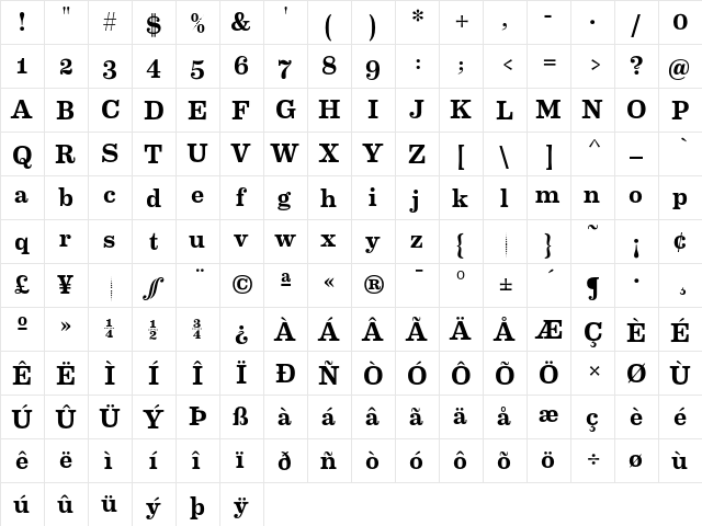 Eames Century Modern Medium Regular  glyph index