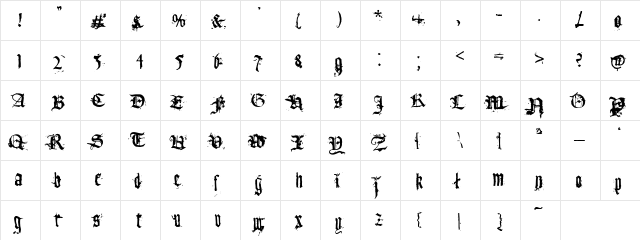 Tfu Tfu Regular  glyph index