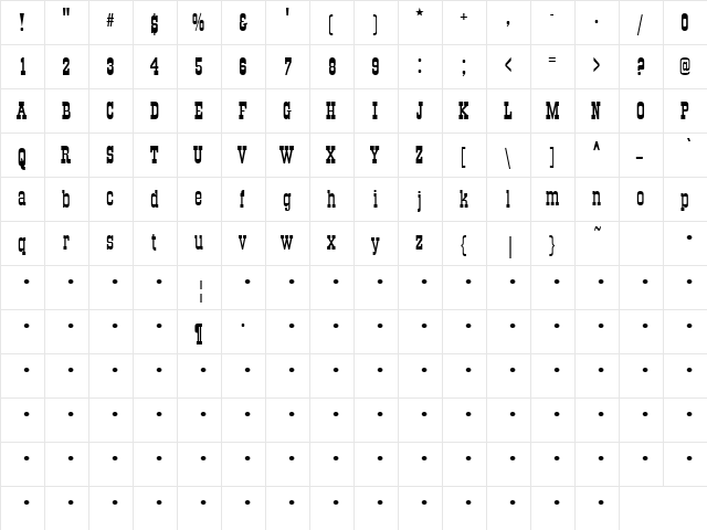 QTOKCorral Regular  glyph index