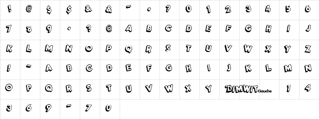 DimWitGauche Regular  glyph index