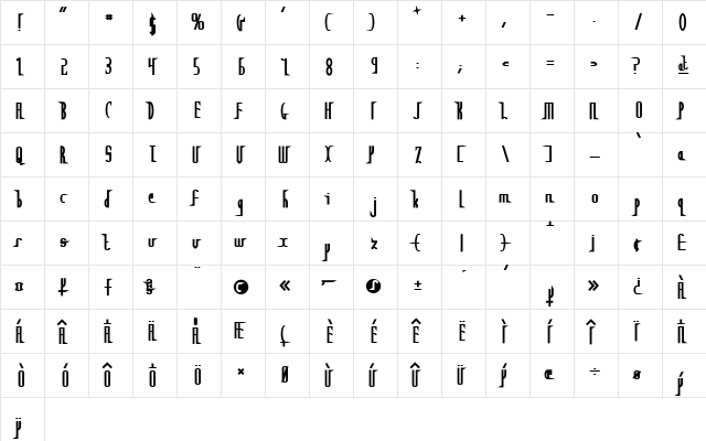 Stelefont Regular  glyph index