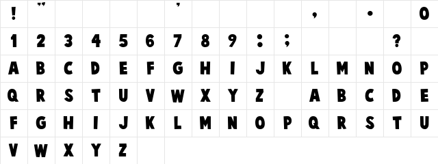 Cartoonist Kooky  glyph index