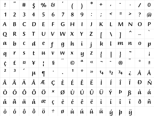 Briem Script Std Medium  glyph index