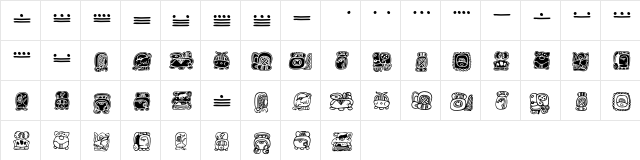 MayaMonthGlyphs Regular  glyph index