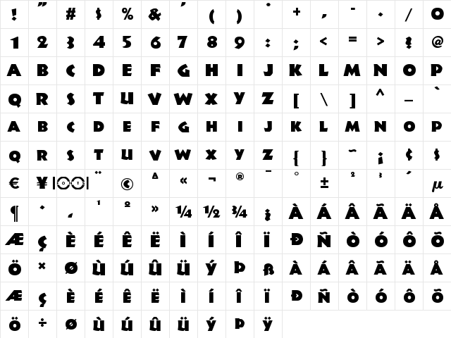 Jungle Fever NF Regular  glyph index