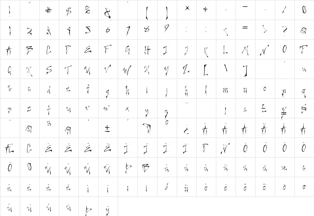 Creepygirl Light  glyph index
