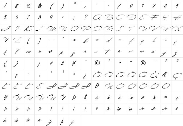 Lighte Regular  glyph index