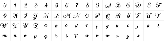 Alone Together Script Demo Regular  glyph index