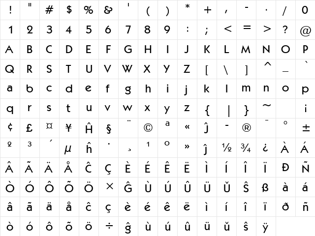 Kabel Md BT Eo Medium  glyph index