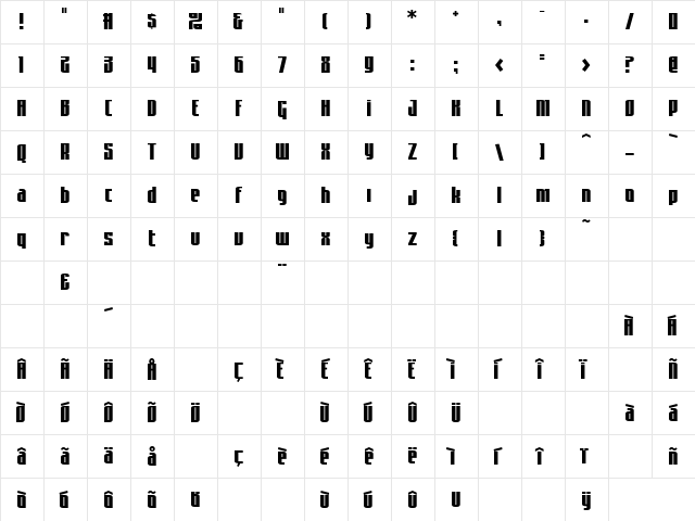 AsimovSans Regular  glyph index