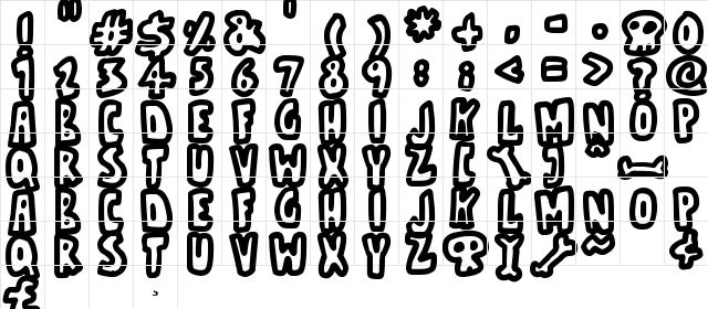 Bare Bones Regular  glyph index