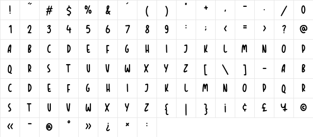 TROPICAL ORANGE Regular  glyph index