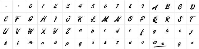 Alexi Regular  glyph index