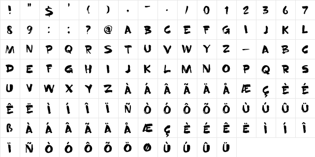 DK Superbrush Regular  glyph index