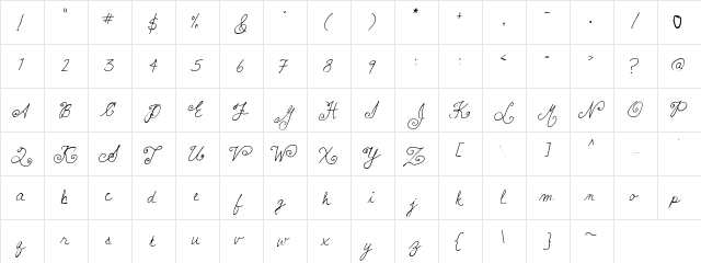 lauralinda regular  glyph index