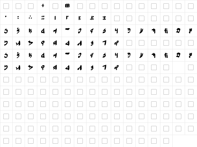 Tuigan Bold  glyph index