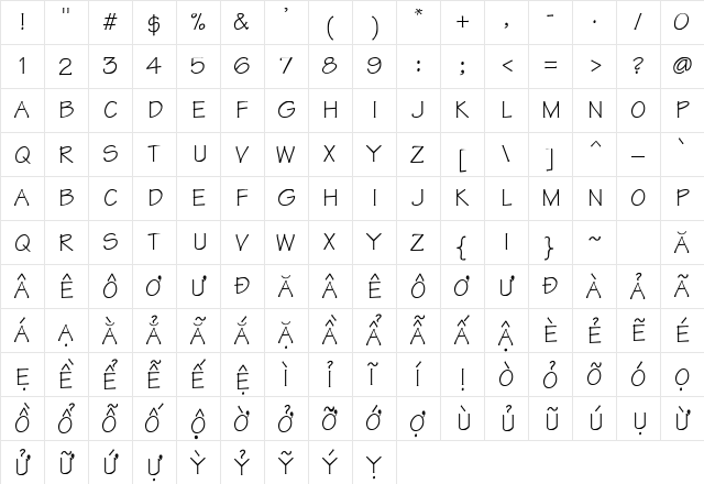 .VnTeknicalH Regular  glyph index