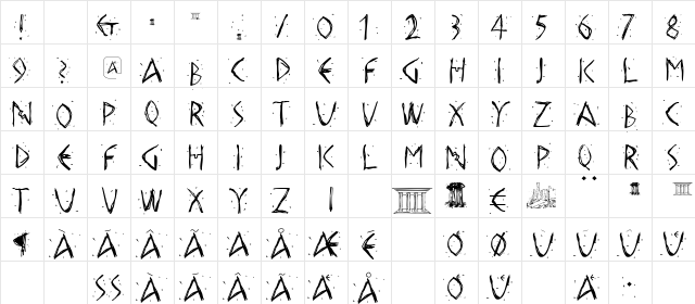 HellasDust Regular  glyph index
