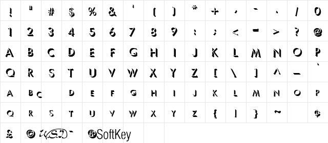 Ultra Shadow Regular  glyph index