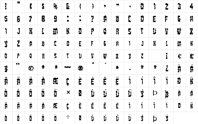 FZ WACKY 21 Normal  glyph index