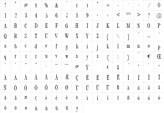 Houston Regular  glyph index