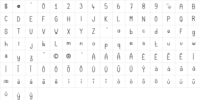 Magic Kiss Regular  glyph index