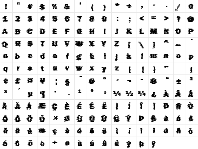 DTCFunkyM24 Regular  glyph index