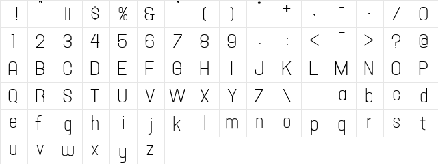 Hallandale Text JL Regular  glyph index