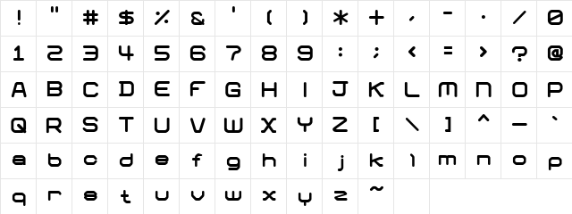 01 DigitGraphics Regular  glyph index