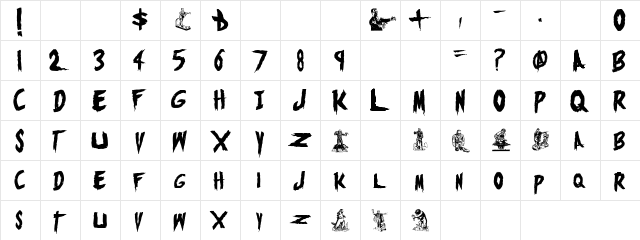 Monsters Attack! Regular  glyph index