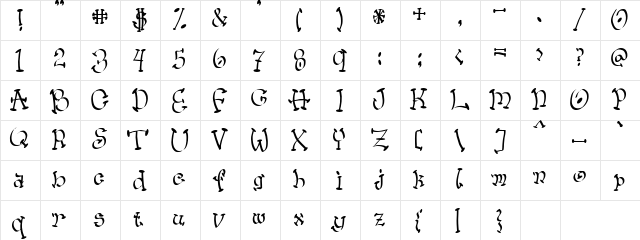 Hummer Regular  glyph index