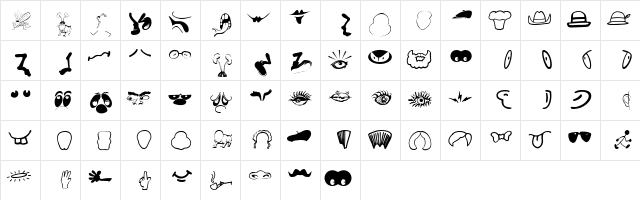 BuildYourOwnPeople Regular  glyph index