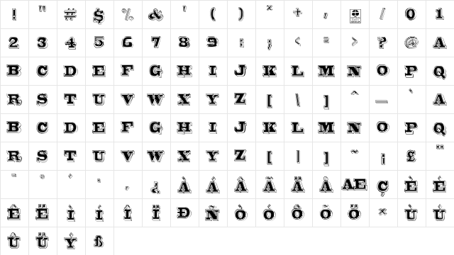 Bro 4D Demo Regular  glyph index