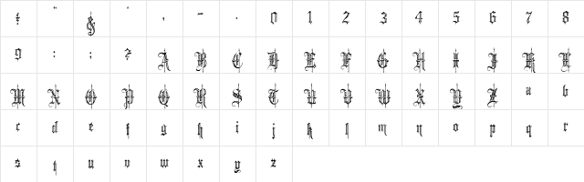 Minster6 Regular  glyph index