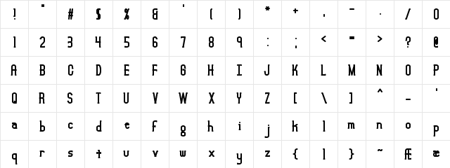 Lucid Type B BRK Regular  glyph index