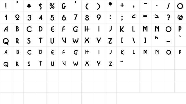EpitomeSCapsSSK Bold  glyph index
