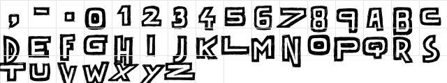 Dark Times Regular  glyph index
